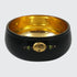 decor gold gilded and black painted glass bowl with gilded lava stone and jade on the front of bowl