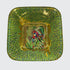 tropical bird and gold gilded and hand painted square glass art bowl