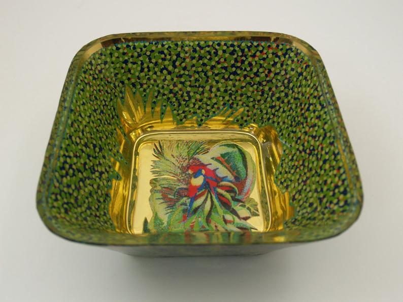 "Parrots" Decorative Glass Bowl