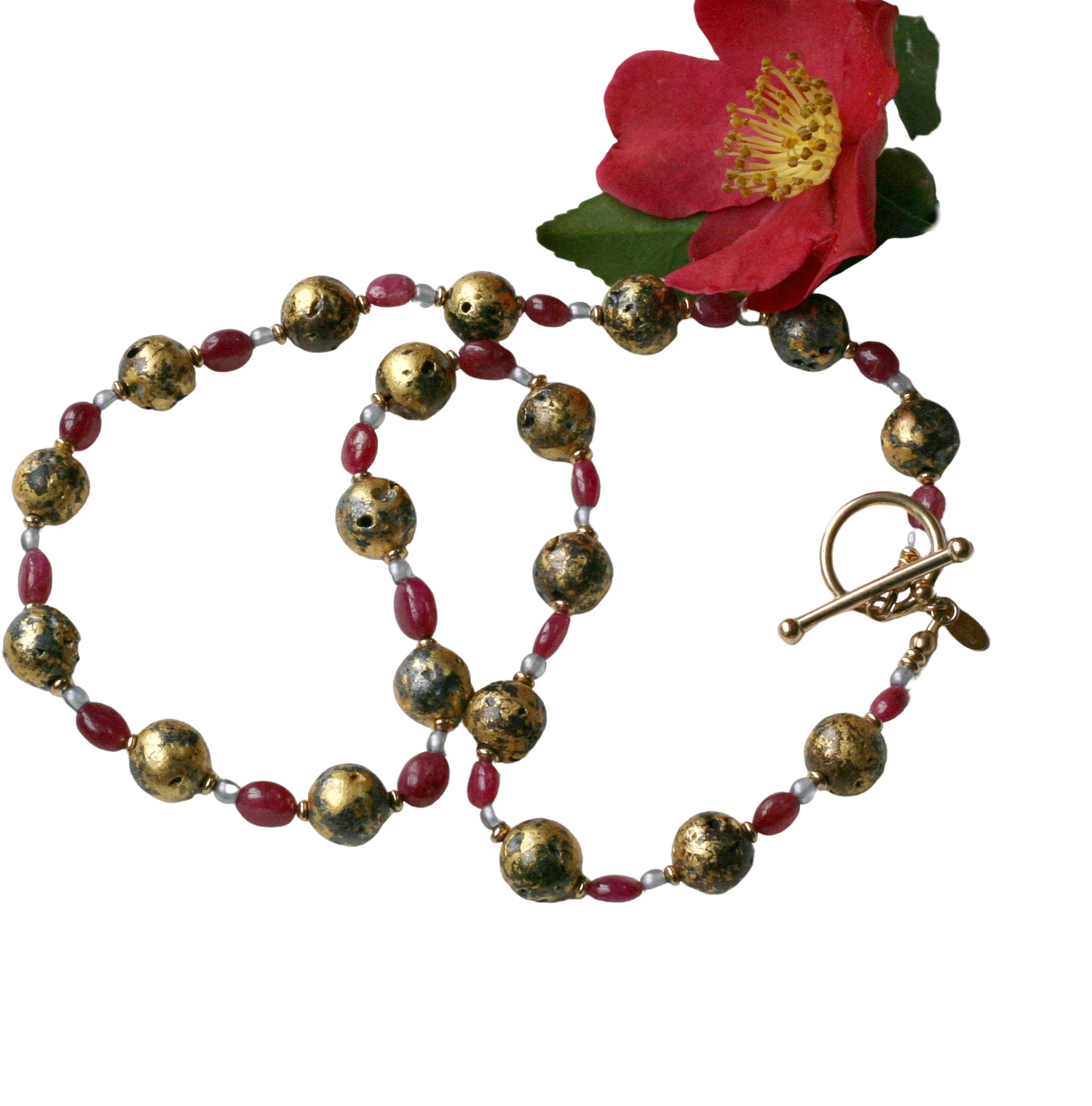 Ruby Glow Necklace - Natural Ruby and Gold Necklace