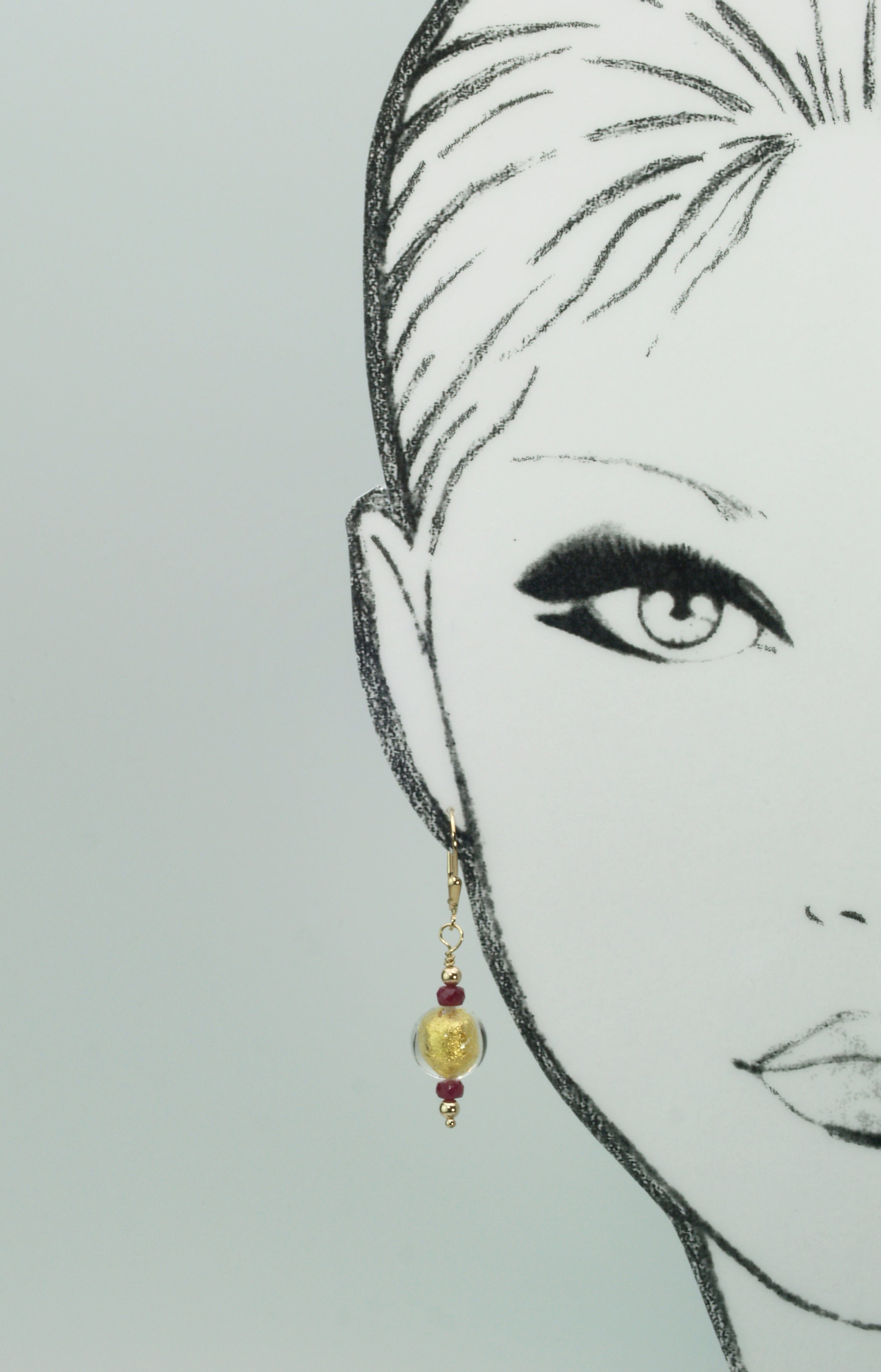 "Ruby and Ice" Earrings