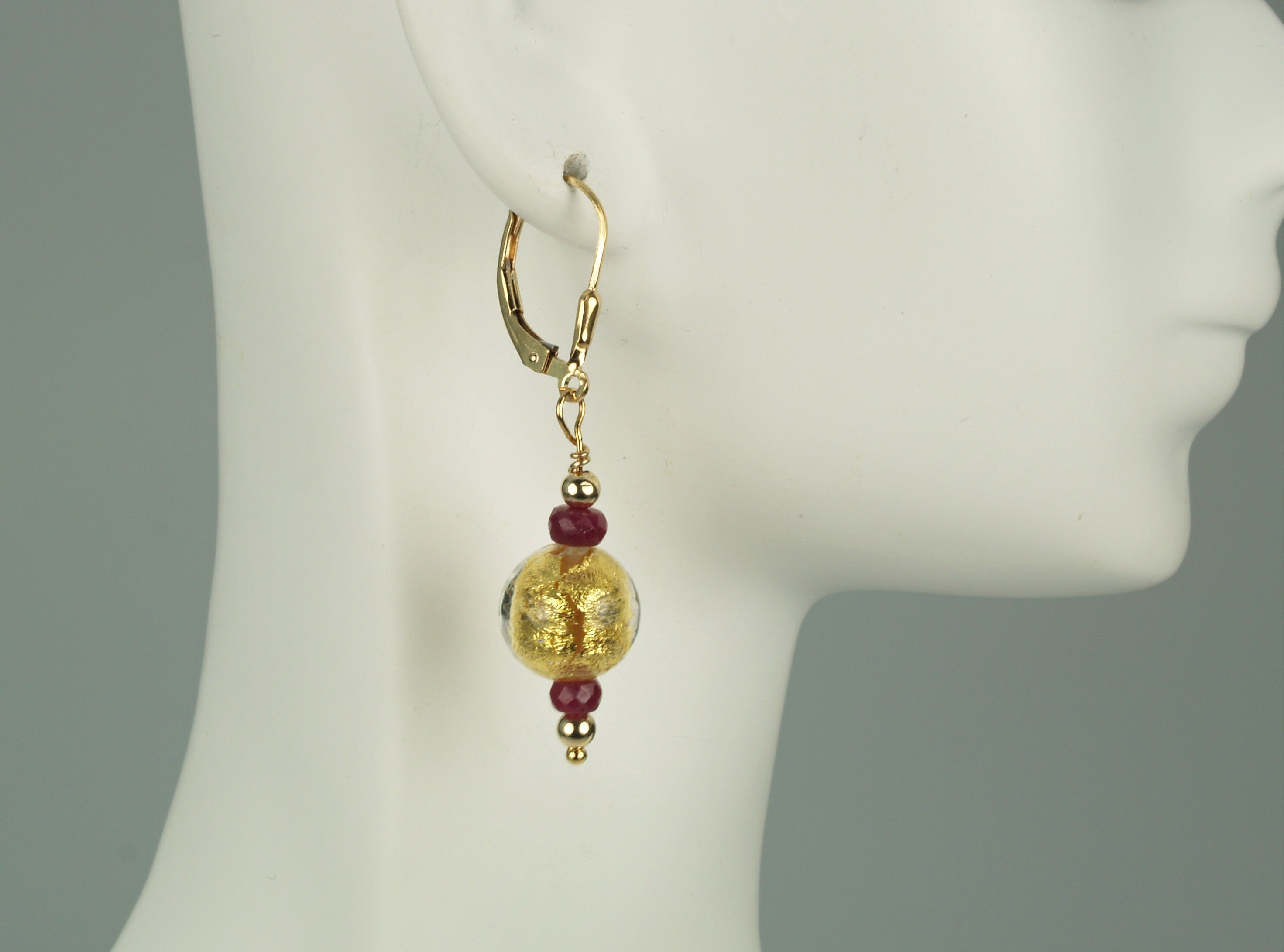 "Ruby and Ice" Earrings