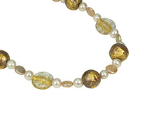 Load image into Gallery viewer, &quot;Matinee&quot; Necklace with Pearls and Gold Gilded Stone