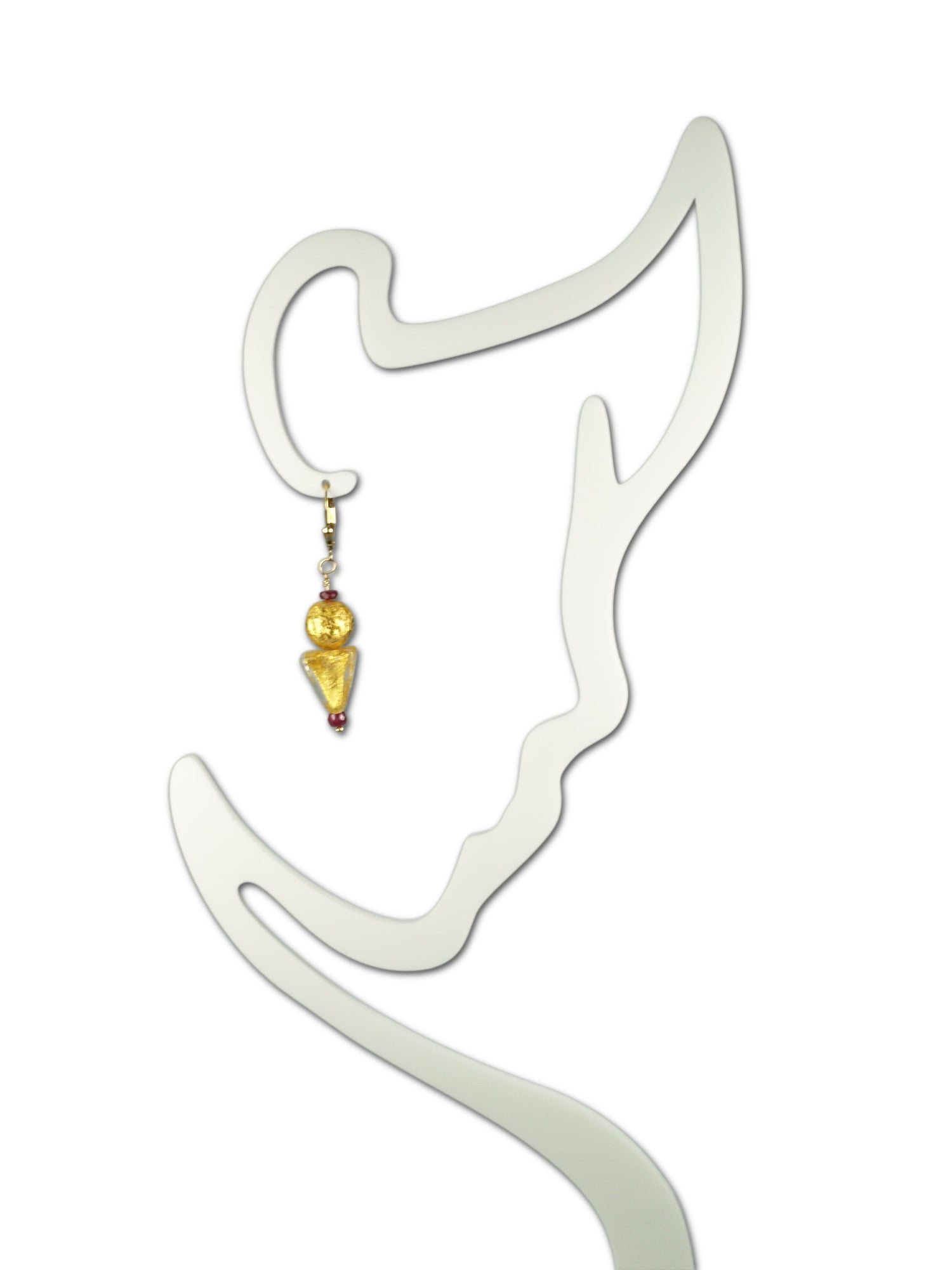 Ruby and Gold Venetian Earrings "Ruby and Gustav"