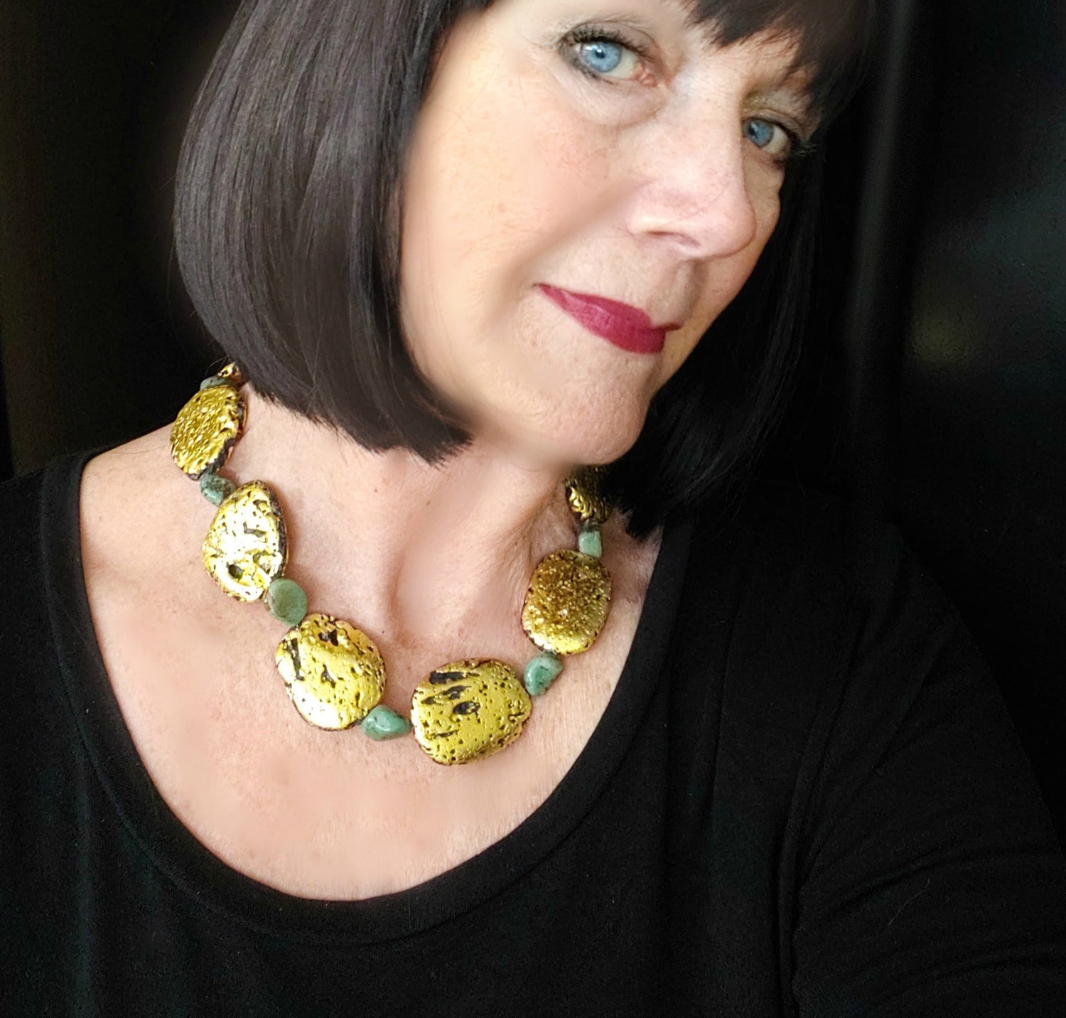 Turquoise Radiance Necklace - Gold and Green Turquoise