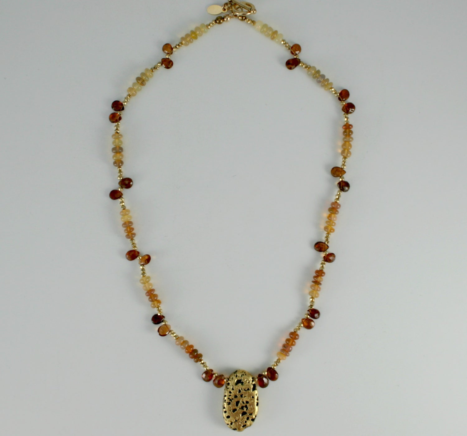 Fireside Chat - Fire Opals, Sapphire, and Gold Necklace