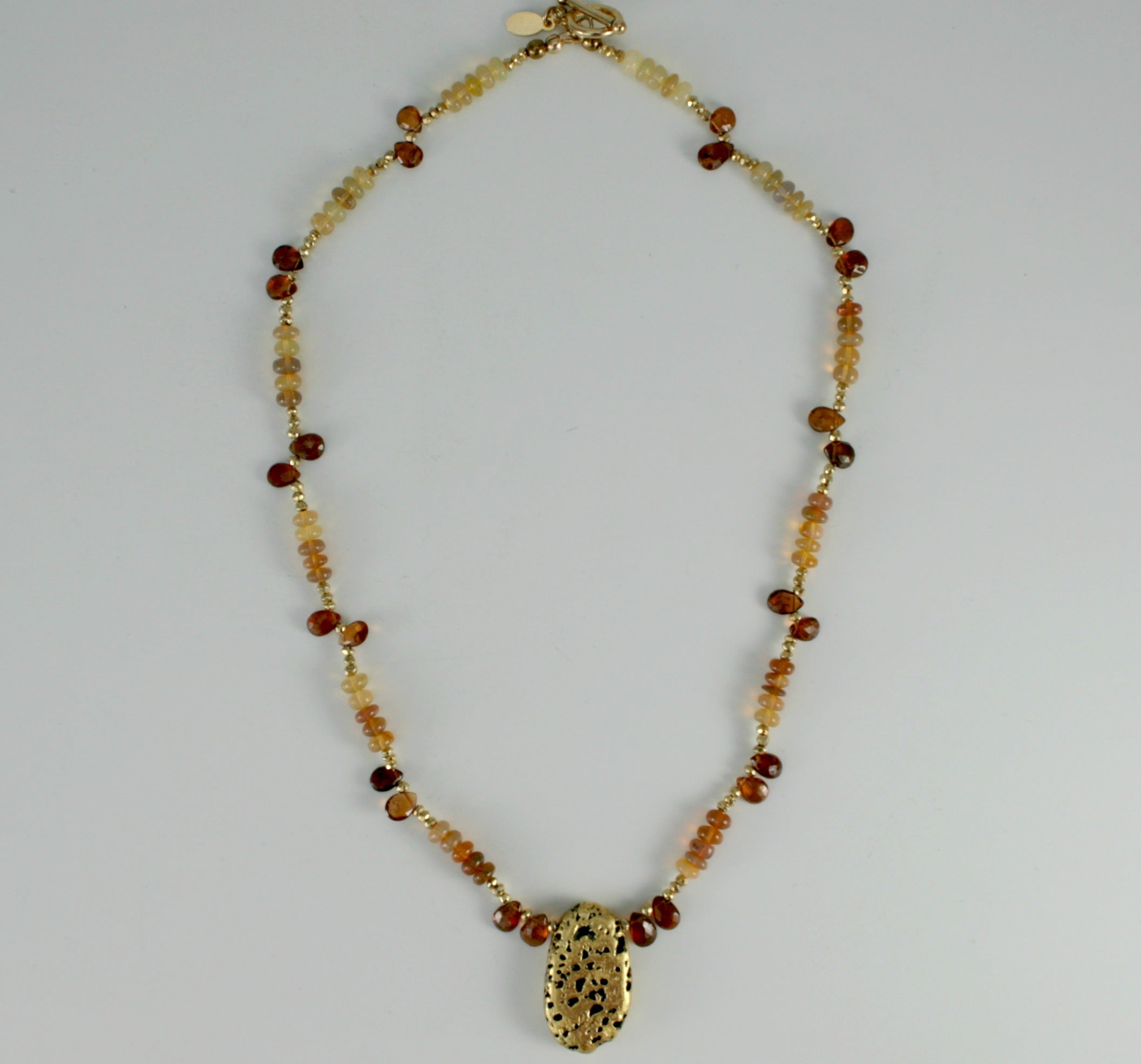 Fireside Chat - Fire Opals, Sapphire, and Gold Necklace