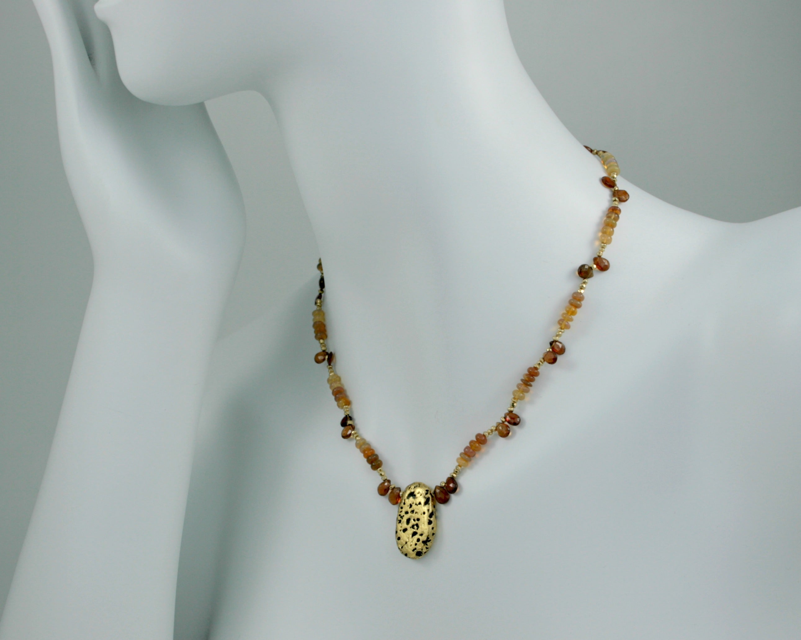 Fireside Chat - Fire Opals, Sapphire, and Gold Necklace