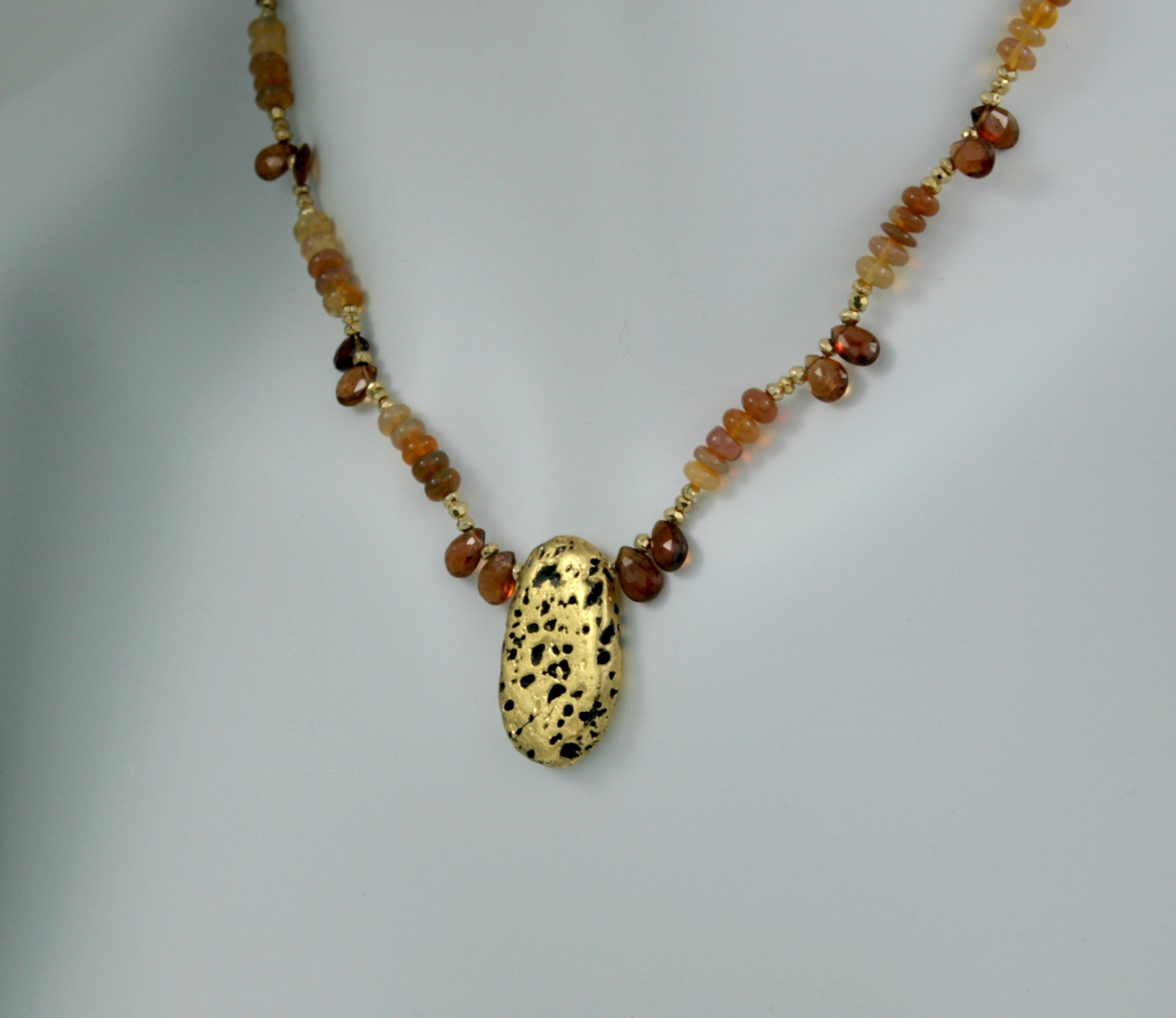 Fireside Chat - Fire Opals, Sapphire, and Gold Necklace