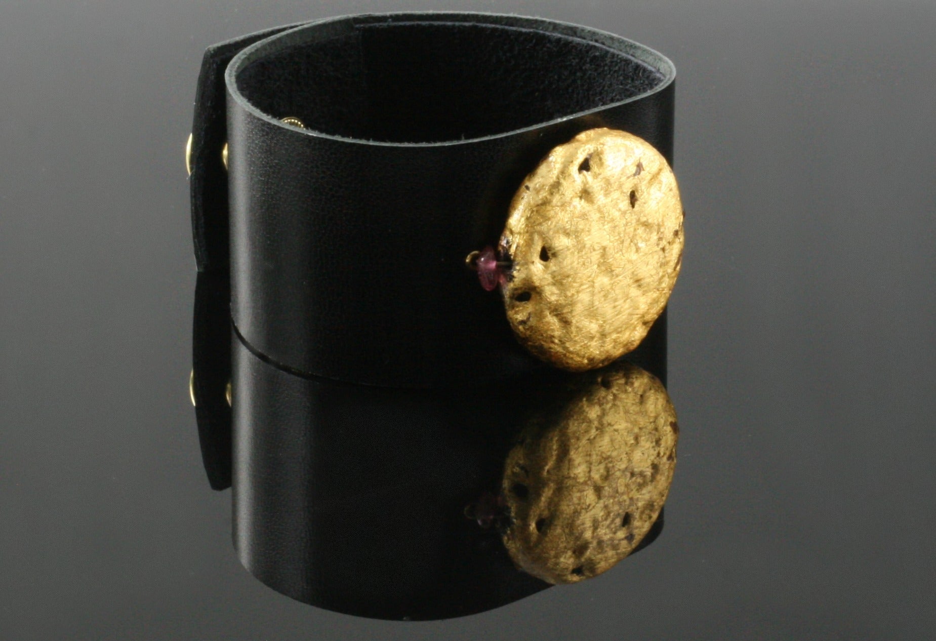 Gilded Sun Leather Cuff Bracelet