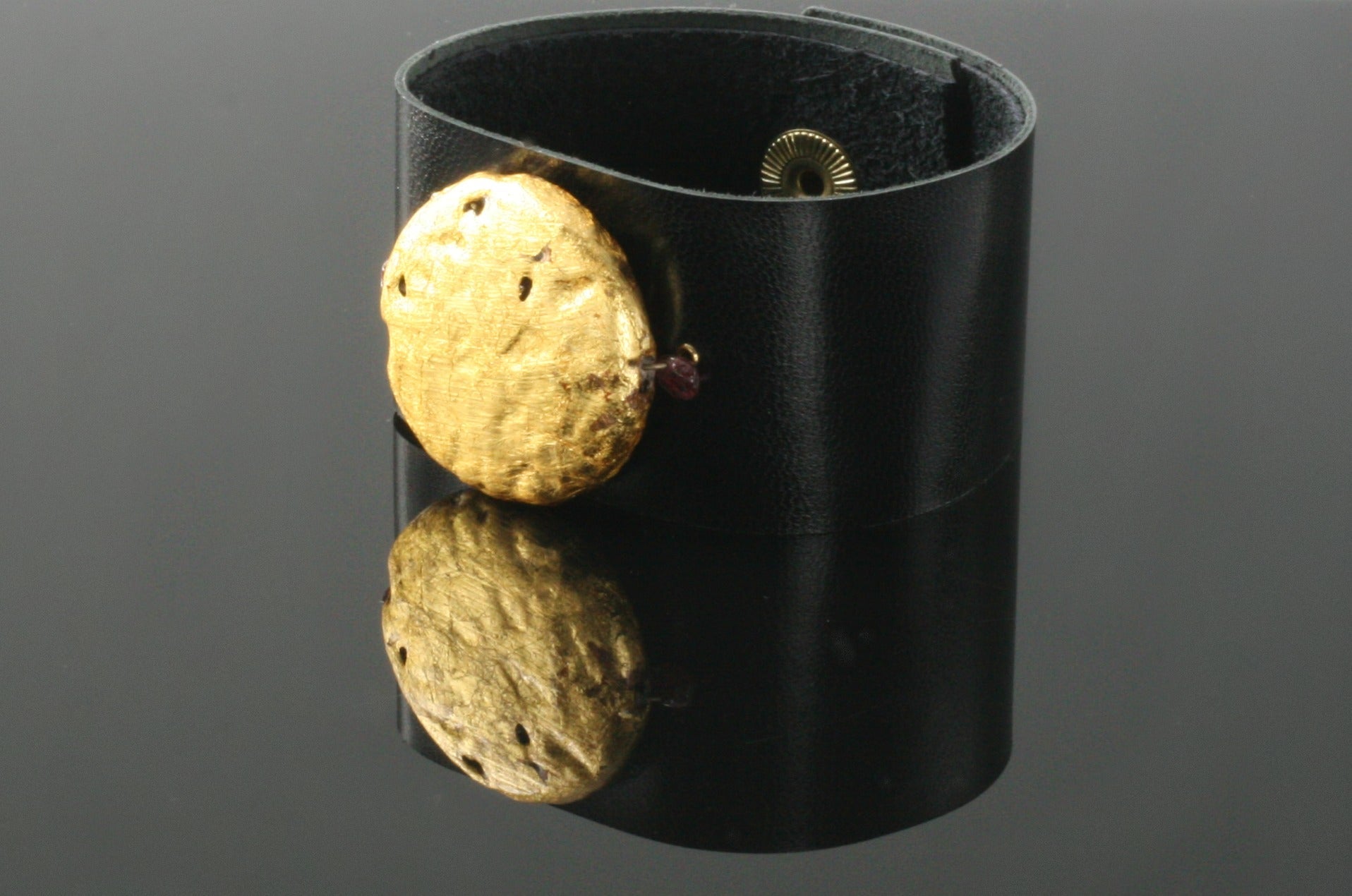 Gilded Sun Leather Cuff Bracelet