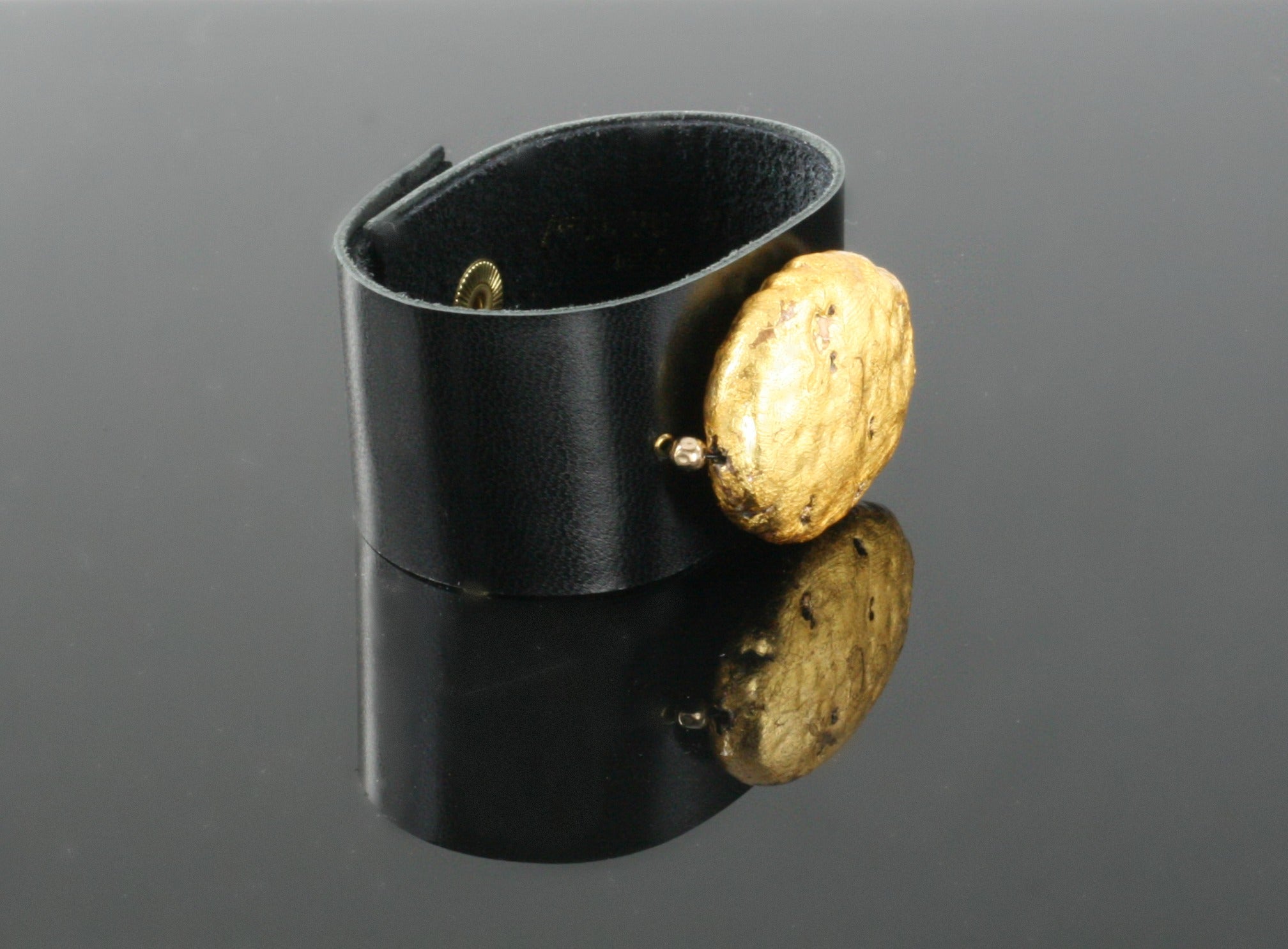 Oval Glow Leather Cuff Bracelet
