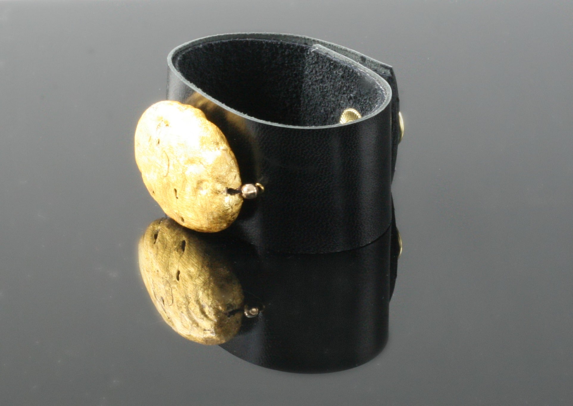 Oval Glow Leather Cuff Bracelet