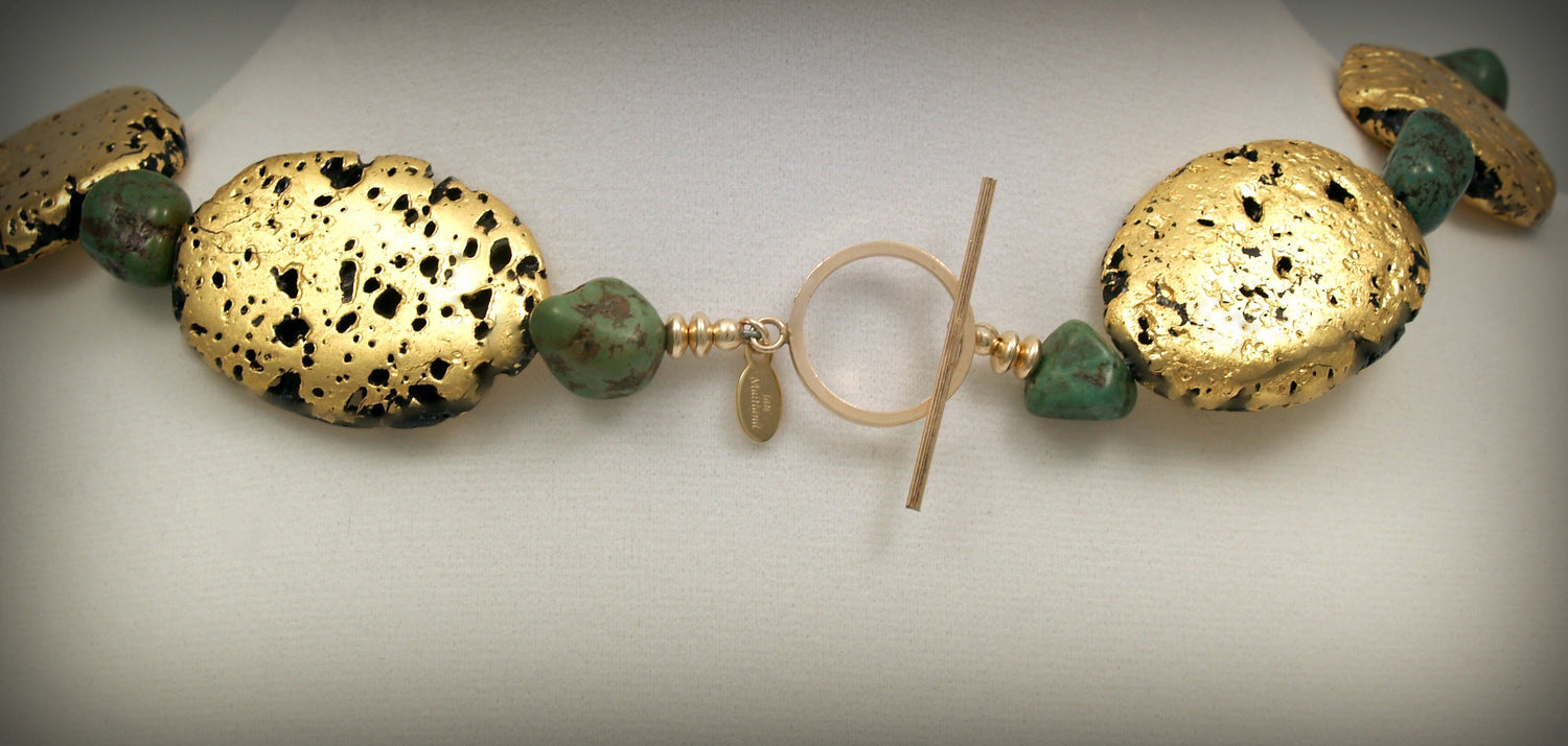 Turquoise Radiance Necklace - Gold and Green Turquoise