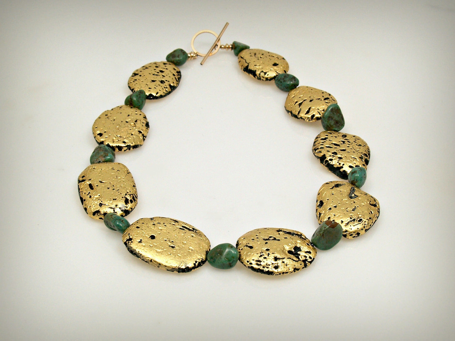 Turquoise Radiance Necklace - Gold and Green Turquoise