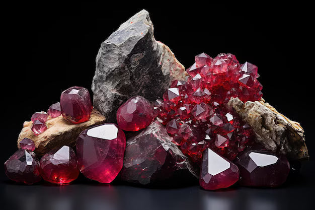 Rubies and natural rubies for blog illustration.