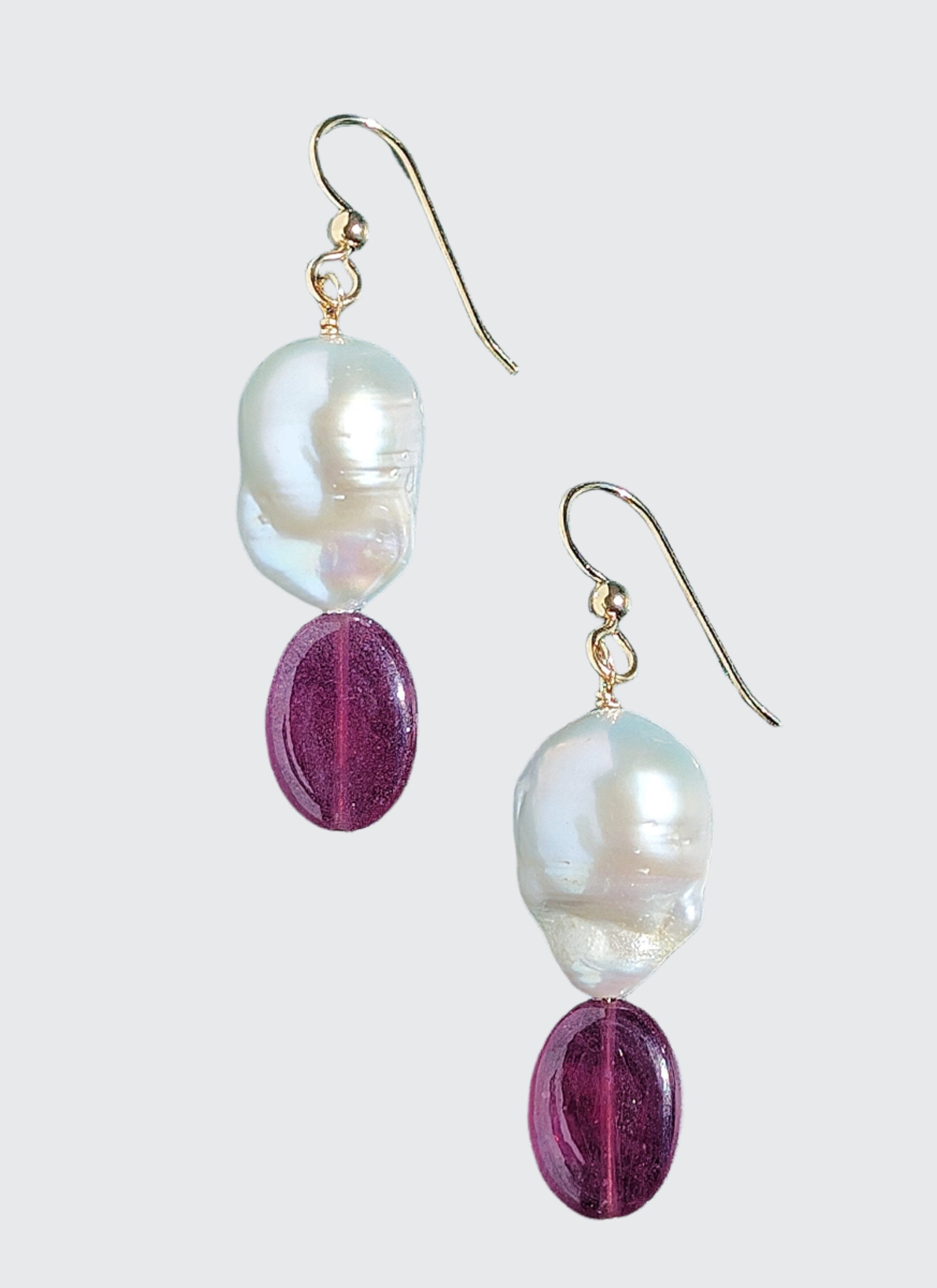 Romancing the Stone Baroque Pearl and Ruby Earrings