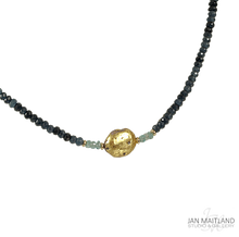 Load image into Gallery viewer, Blue Sparkle Onyx, Apatite and Gold Necklace