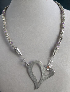 Hearts Necklace - Sterling Silver, Amethysts, Topaz