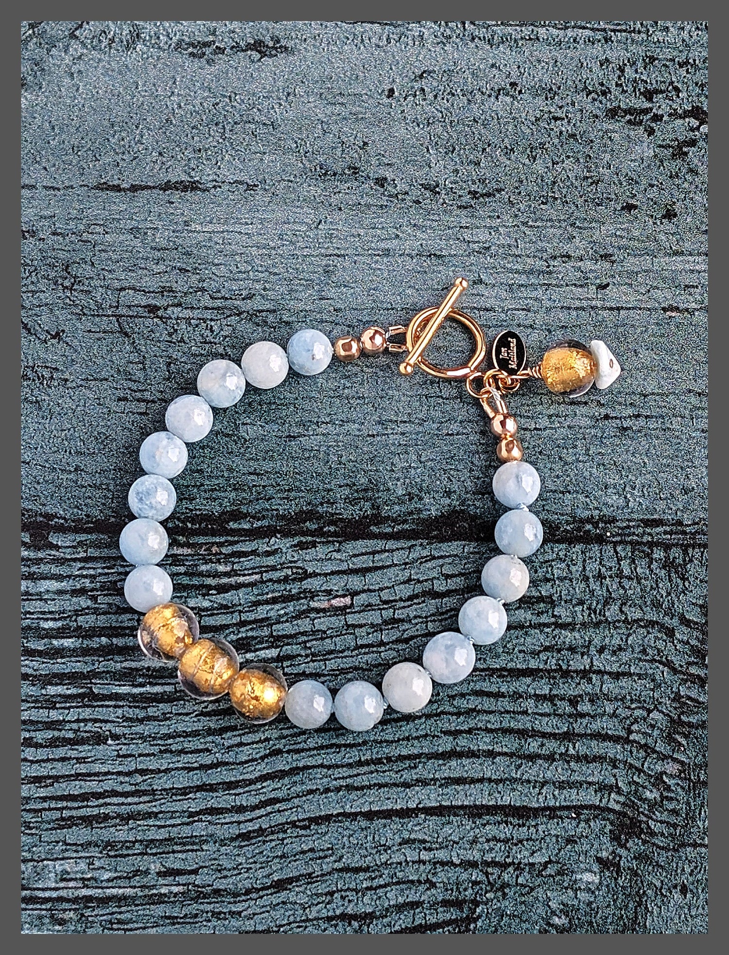 Lucky Glow - Aquamarine and Gold Bracelet