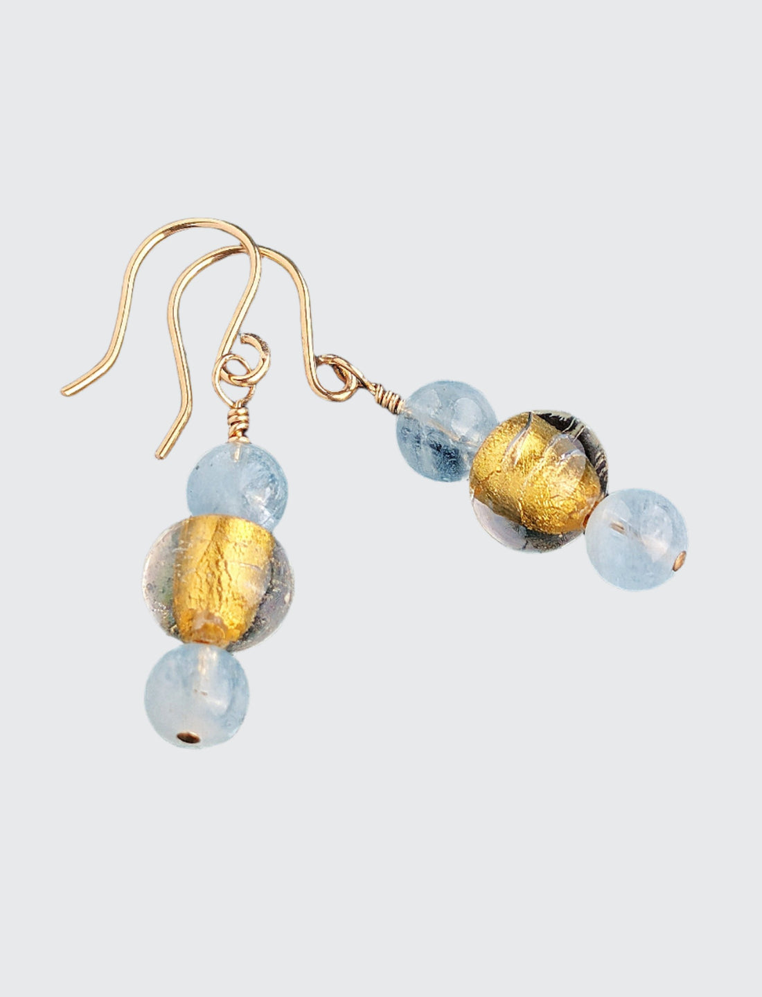 Lucky Glow Earrings - Aquamarine and Gold