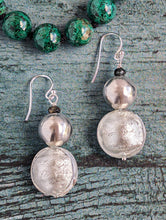 Load image into Gallery viewer, Luna Glow - Silver and Emeralds Earrings