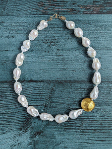 Baroque Pearl and Gold Glow Necklace - SOLD