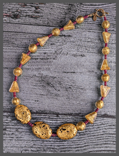 Load image into Gallery viewer, Ruby and Gold Venetian Glass Necklace &quot;Ruby and Gustav&quot;