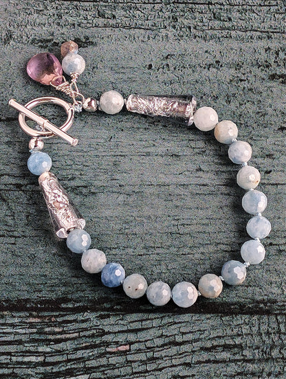 Sparkle Glow - Aquamarine and Silver Bracelet