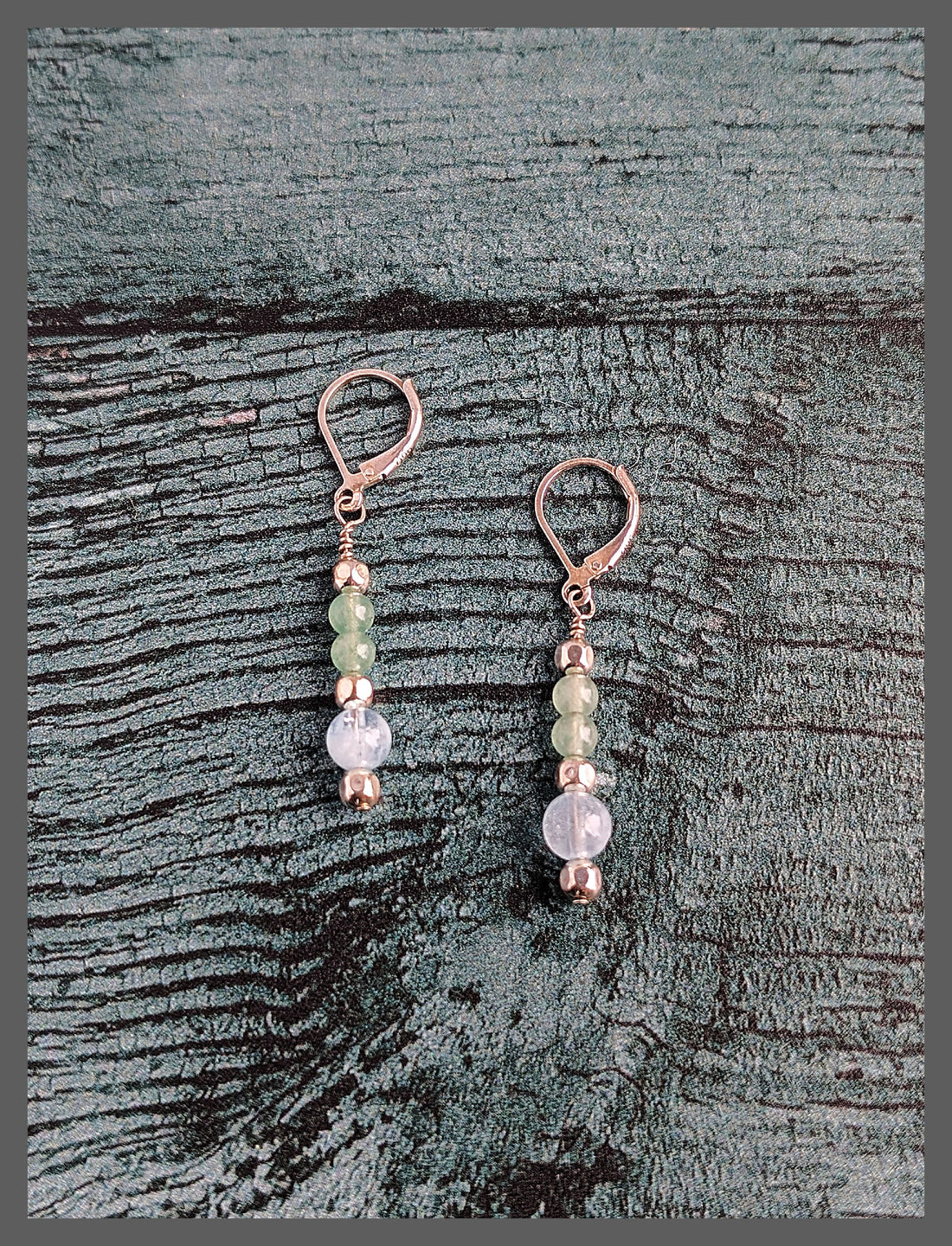 Spring Waters - Aquamarine, Aventurine, Silver Earrings
