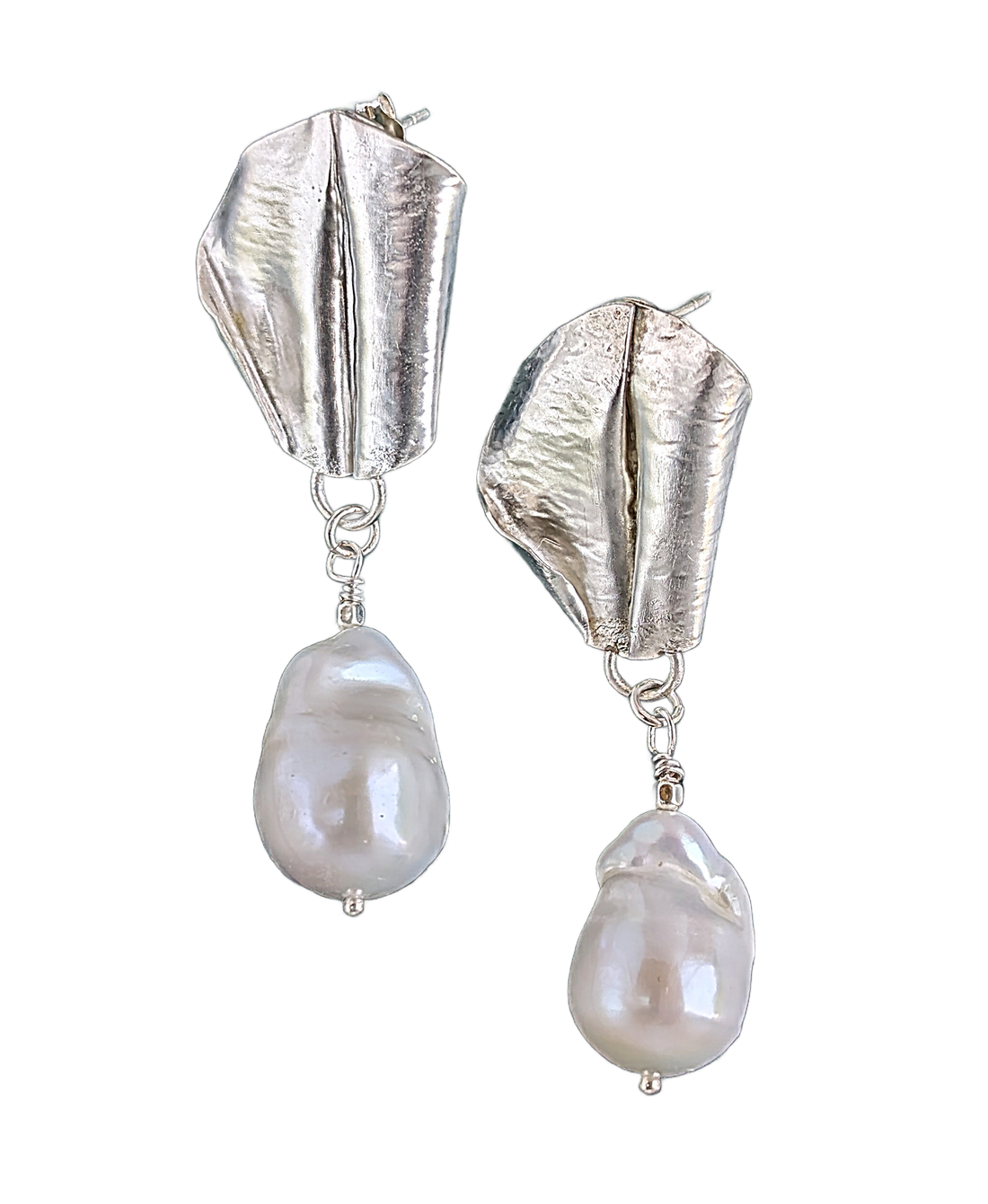 Baroque Glow - Sterling Silver and Pearl Earrings