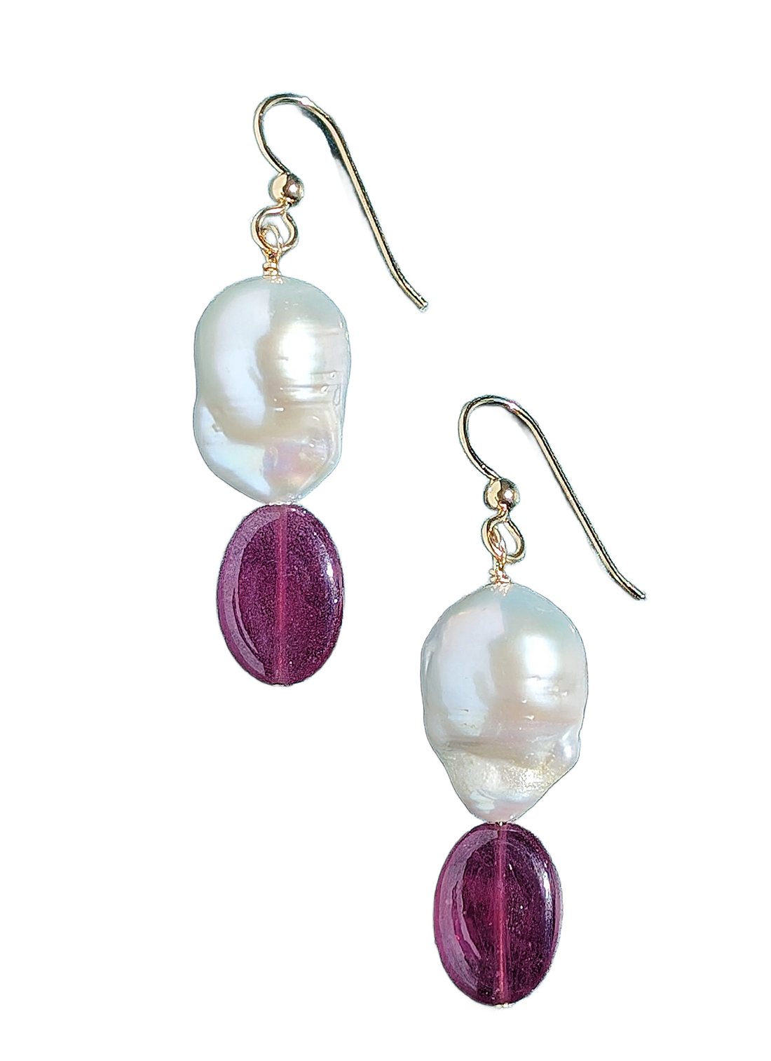 Romancing the Stone - Baroque Pearl and Ruby Earrings