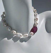 Load image into Gallery viewer, Romancing the Stone - Baroque Pearl and Ruby Necklace