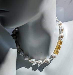 Champagne and Bubbles Baroque Pearl and Gold Necklace