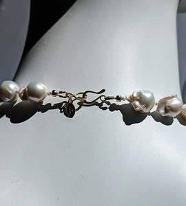 Champagne and Bubbles Baroque Pearl and Gold Necklace