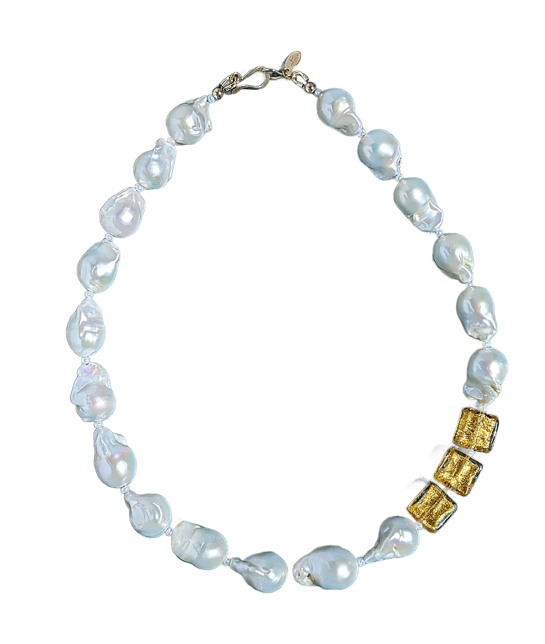 Champagne and Bubbles Baroque Pearl and Gold Necklace