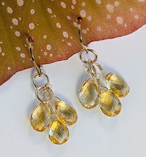 Load image into Gallery viewer, Citrine Cluster Earrings