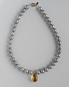 Citrine's Aura - Citrine and Pearl Necklace