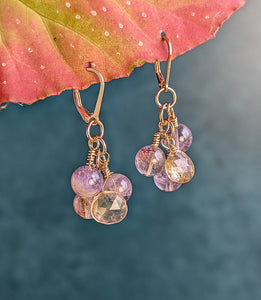 Cluster Glow - Ametrine, Super 7, Gold Earrings