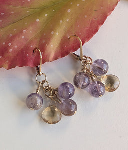 Cluster Glow - Ametrine, Super 7, Gold Earrings