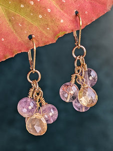 Cluster Glow - Ametrine, Super 7, Gold Earrings