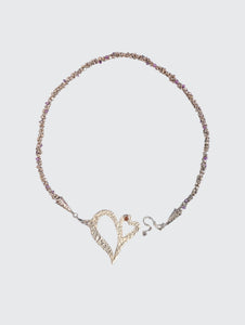 Hearts Necklace - Sterling Silver, Amethysts, Topaz