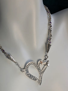 Hearts Necklace - Sterling Silver, Amethysts, Topaz