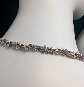 Hearts Necklace - Sterling Silver, Amethysts, Topaz