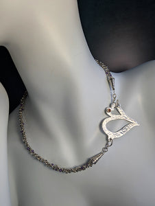 Hearts Necklace - Sterling Silver, Amethysts, Topaz