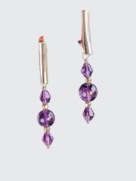 Purple Elegance - Amethyst, Sterling Silver Earrings