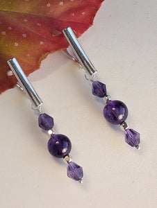 Purple Elegance - Amethyst, Sterling Silver Earrings