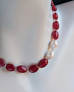 Romancing the Ruby - Rubies, Baroque Pearls, Sterling Silver