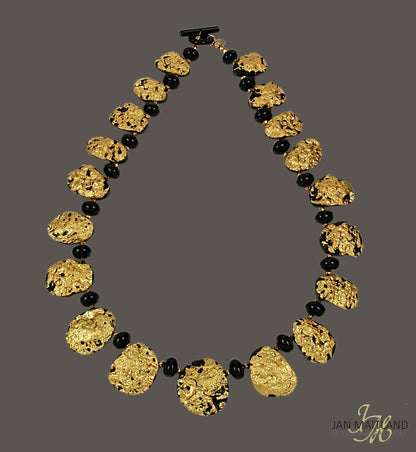 Starburst Necklace -  Gold, Tektite, Onyx,