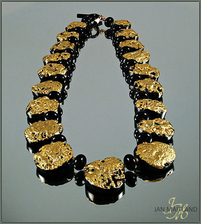 Starburst Necklace -  Gold, Tektite, Onyx,